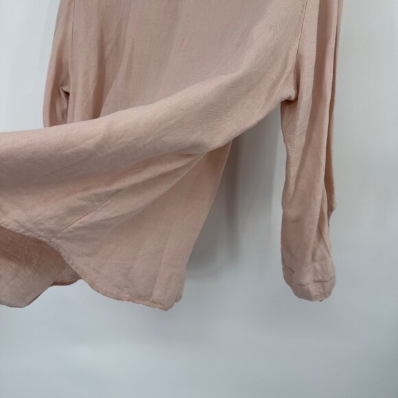 Ellen Tracy Womens Linen Blush Pink Long Sleeve Tunic Top  size large lagenlook - Picture 12 of 12